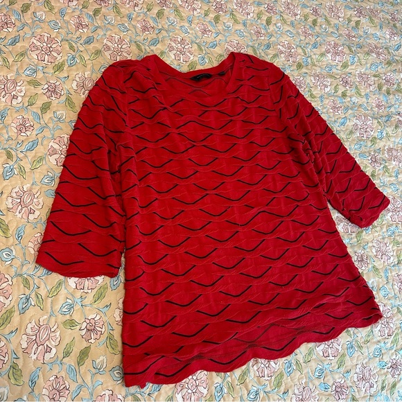 Investments Red Textured Women's Blouse - Picture 2 of 7